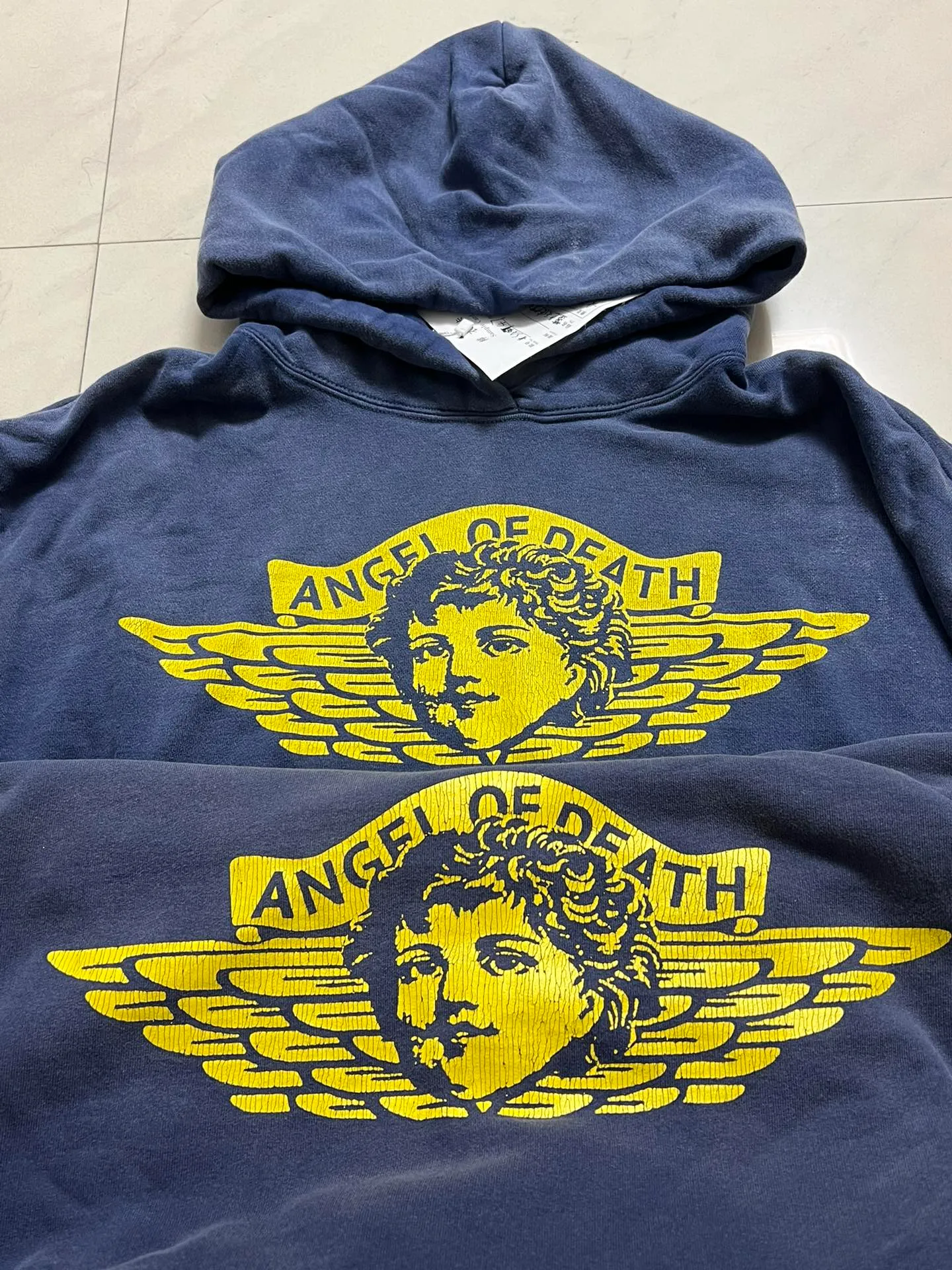 Proofing vs original SAINT M×××××× ANGEL HOODIE/NAVY Angel Reborn Blue Hoodie Washed Blue S-XL